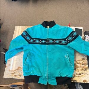Carhartt Turquoise Jacket with Patterned Trim